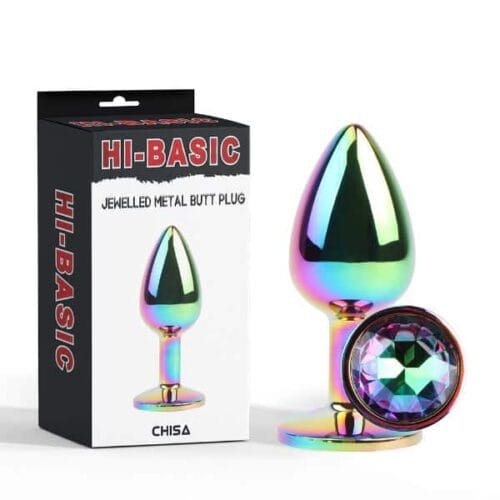 Hi-Basic Jeweled Metal Butt Plug 1.1' Rainbow